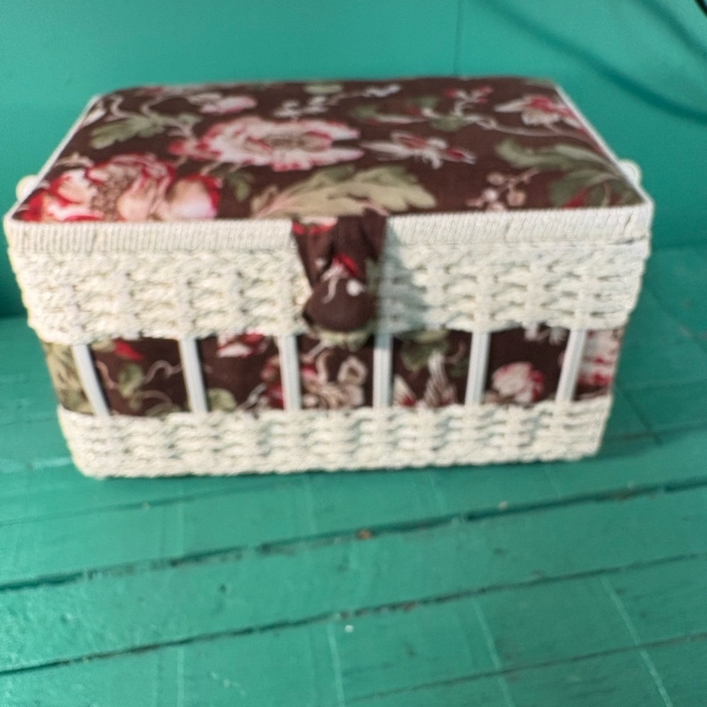Floral Wicker Storage Basket